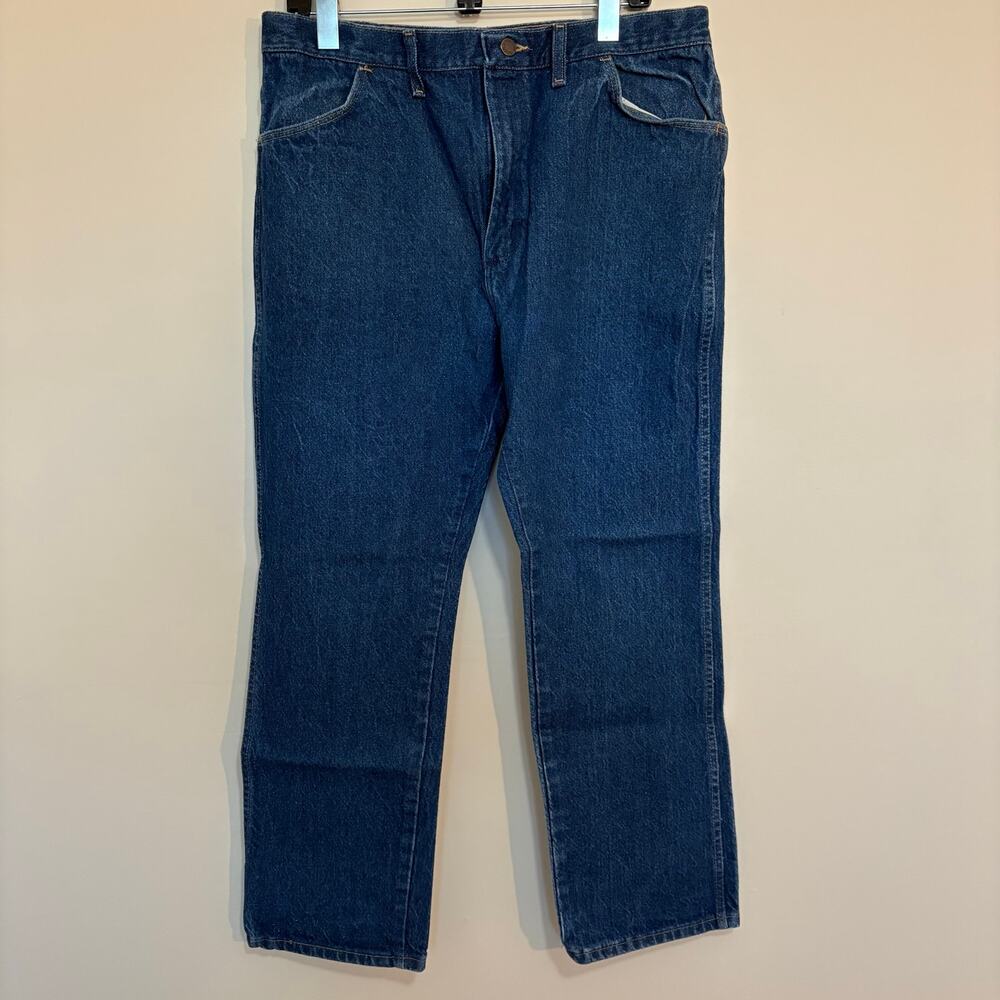Vintage 80s Rustler Yellow Patch Dark Wash Denim Jeans Men’s 38x30 Made in USA